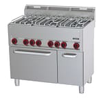 Fourneau gaz 6 feux avec four électrique ventilé GN 1/1 P 99