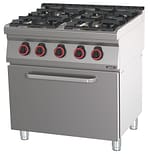 Fourneau gaz 4 feux avec four électrique ventilé GN 1/1 HP 80