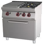 Fourneau gaz 2 feux + 1 plaque coup de feu avec four à gaz GN 1/1 80