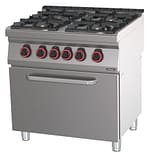 Fourneau gaz 4 feux avec four électrique statique GN 2/1 80