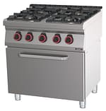 Fourneau gaz 4 feux avec four électrique ventilé GN 1/1 80