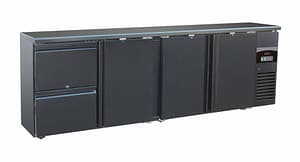 ARRIÈRE BAR RÉFRIGÉRÉE NOIR 3 PORTES ET 2 TIROIRS