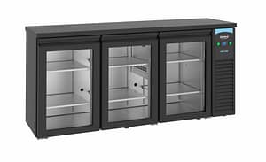 ARRIÈRE BAR RÉFRIGÉRÉE NOIR 3 PORTES EN VERRE