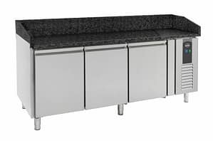TABLE PRÉP POUR PIZZA 3 PORTES GRANIT NOIR