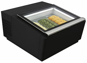 MODÈLE DE TABLE VITRINE À CREME GLACÉE NOIR S'OUVRE DU CÔTÉ FONCTIONNEMENT