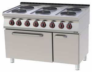 Fourneau électrique 6 feux avec four électrique statique GN 2/1 120