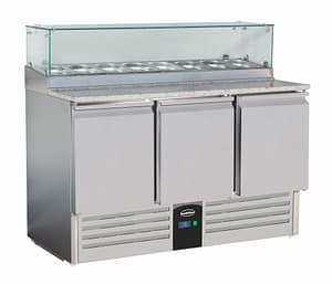 TABLE PRÉP POUR PIZZA AVEC VERRE 3 PORTES