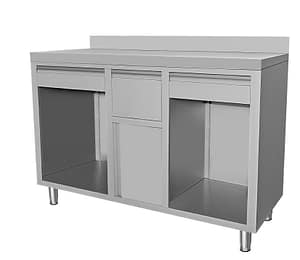TABLE DE TRAVAIL À CAFÉ EN ACIER INOXYDABLE 1500X600X1150