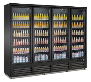 RÉFRIGÉRATEUR 4 PORTES EN VERRE NOIR CEB-2000R BL