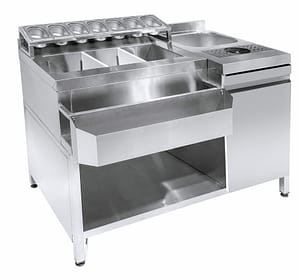 COCKTAILS BAR STATION INCL. ÉVIER, LAVE-VERRES, BACS GN, SPEEDRAIL PORTE-BOUTEILLES