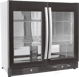 ARRIÈRE BAR RÉFRIGÉRÉE NOIR AVEC 2 PORTES VITRÉE