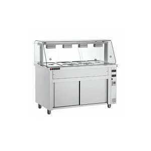 Vitrine bain-marie sur placard neutre - 4 x GN 1/1 - 1406 x 700 x 1313 mm