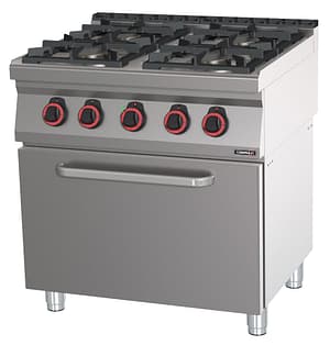 Fourneau gaz 4 feux avec four électrique ventilé GN 1/1 80