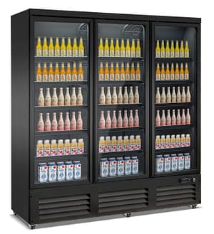 CONGÉLATEUR 3 PORTES EN VERRE NOIR CEB-1600F BL