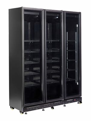 RÉFRIGÉRATEUR 3 PORTES EN VERRE NOIR NAP-1200