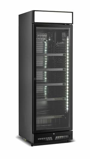 RÉFRIGÉRATEUR 1 PORTE EN VERRE NOIR AVEC CANOPY SVE-450 BLC