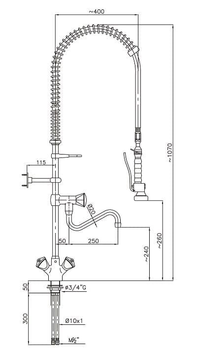 PRÉ DOUCHE DE RINÇAGE AVEC 1-TROU