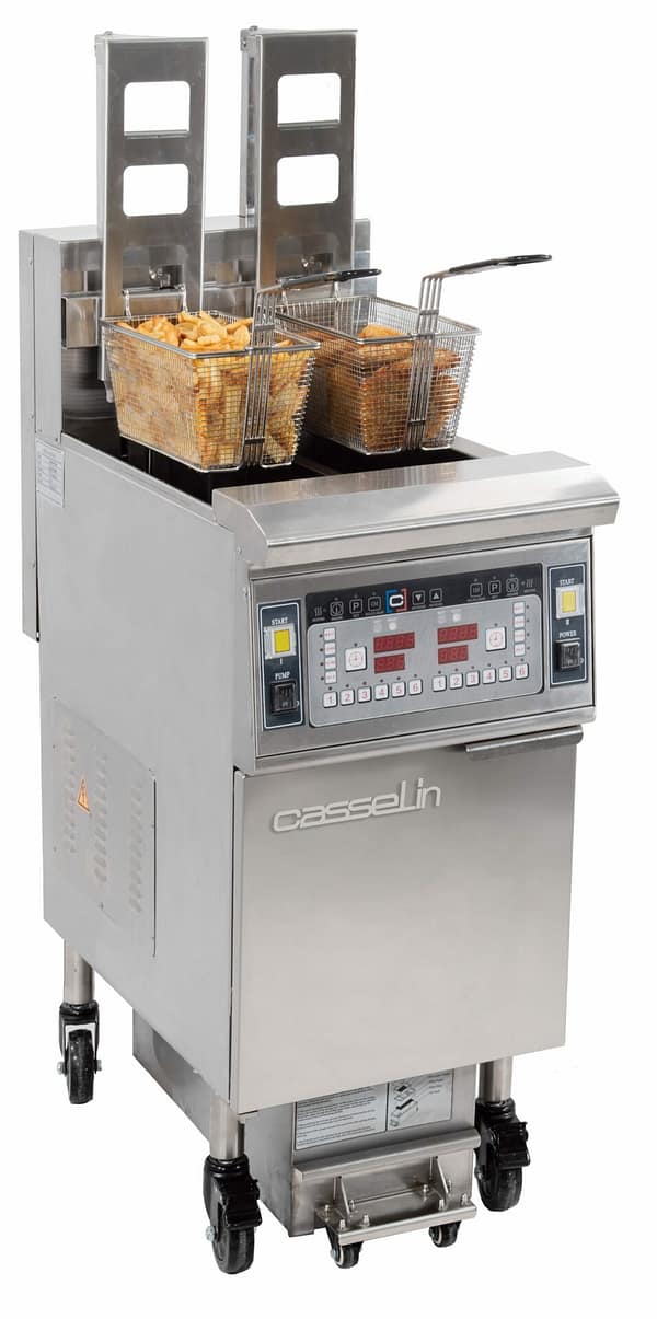 Friteuse électrique avec relevage automatique et filtration 2 x 12 litres 17Kw
