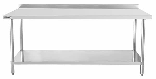 Table de travail inox 700 avec dosseret et étagère 600 mm