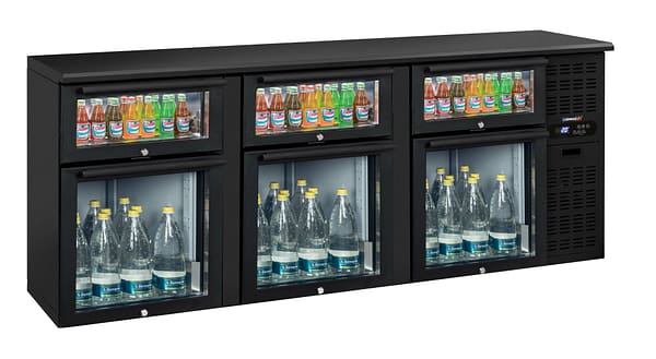 Arrière bar 3 x 2 tiroirs mixtes vitrés