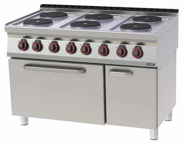 Fourneau électrique 6 feux avec four électrique statique GN 2/1 120