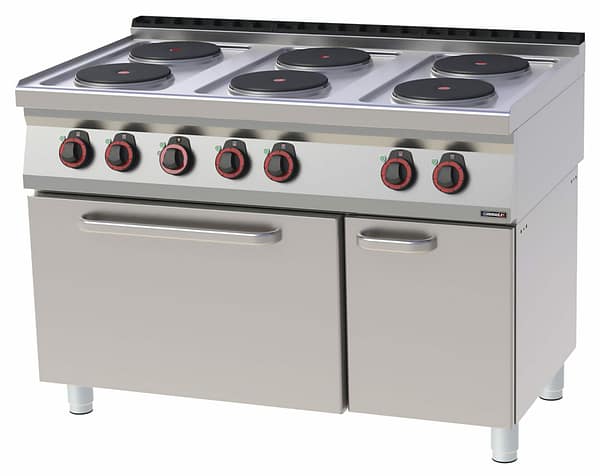 Fourneau électrique 6 feux avec four électrique ventilé GN 1/1 120