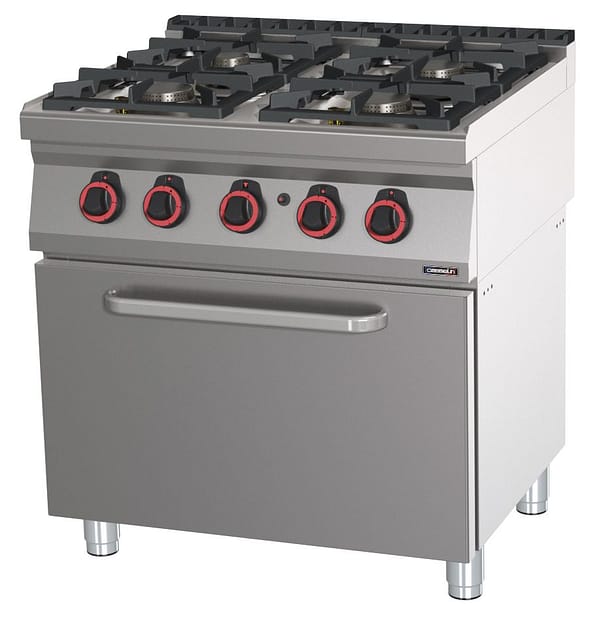 Fourneau gaz 4 feux avec four à gaz GN 2/1 HP 80