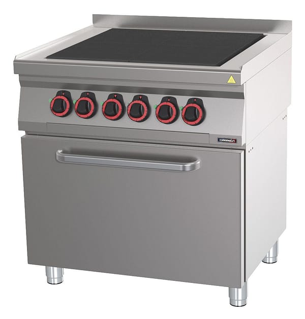 Fourneau électrique 4 plaques coup de feu avec four électrique ventilé GN 1/1 80
