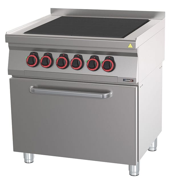 Fourneau électrique 4 plaques coup de feu avec four électrique statique GN 2/1 80