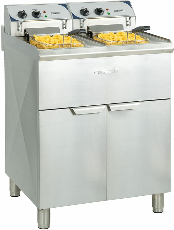 Friteuse électrique sur pieds 2 x 10 litres haut rendement